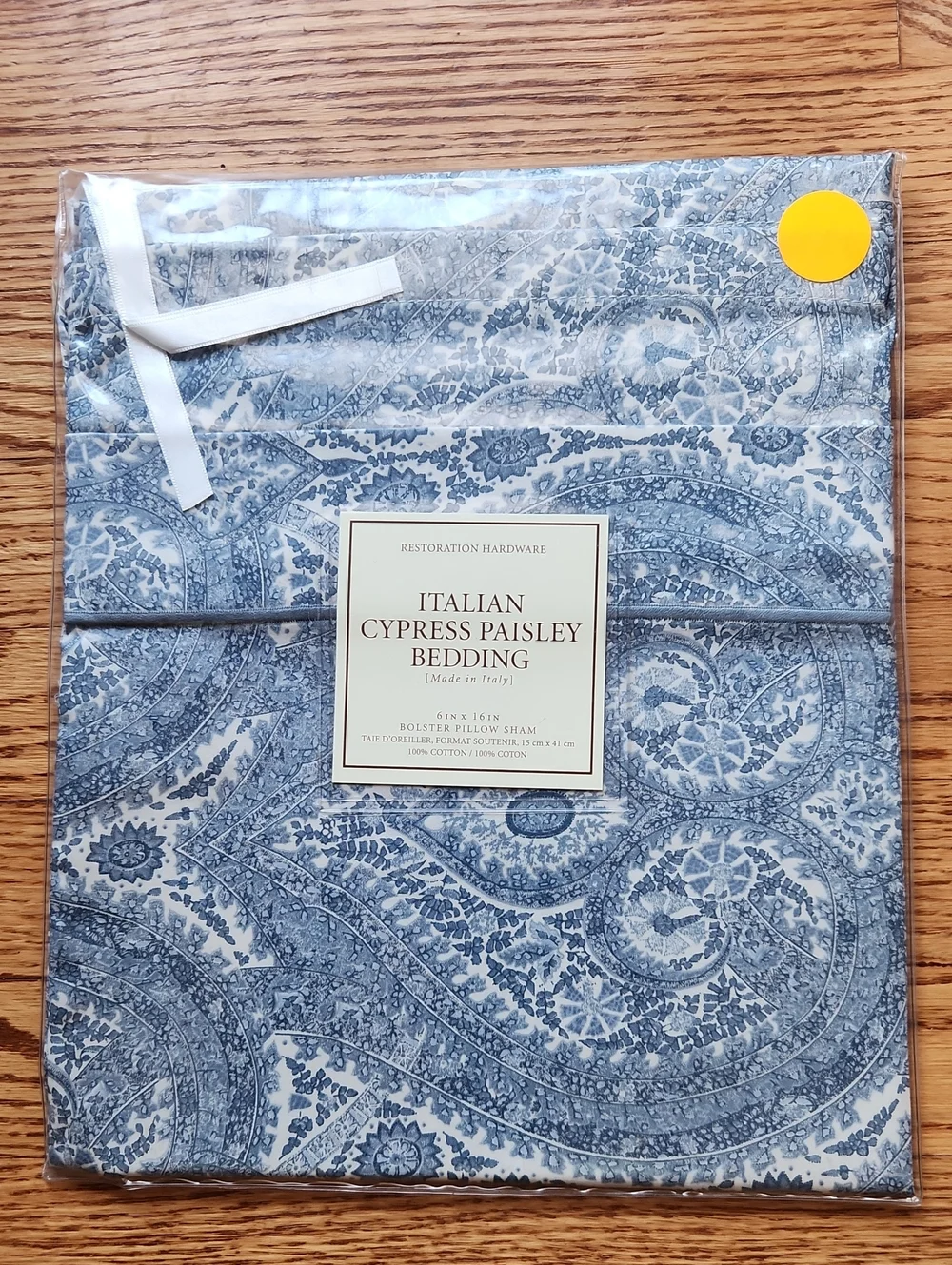 Restoration Hardware Blue and White Italian Cypress Paisley Bolster Pillow Sham